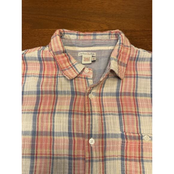 XL Carbon 2 Cobalt Red Plaid Long Sleeve Button Up Shirt - Picture 1 of 10